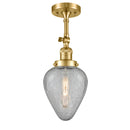 Geneseo Semi-Flush Mount shown in the Satin Gold finish with a Clear Crackled shade