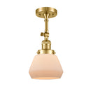 Fulton Semi-Flush Mount shown in the Satin Gold finish with a Matte White shade