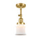 Canton Semi-Flush Mount shown in the Satin Gold finish with a Matte White shade