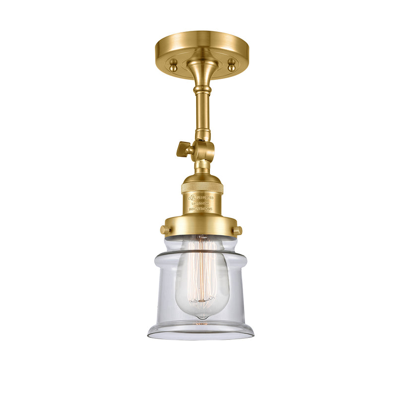 Canton Semi-Flush Mount shown in the Satin Gold finish with a Clear shade