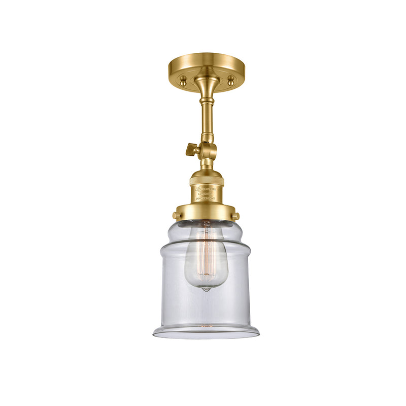 Canton Semi-Flush Mount shown in the Satin Gold finish with a Clear shade