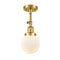 Beacon Semi-Flush Mount shown in the Satin Gold finish with a Matte White shade