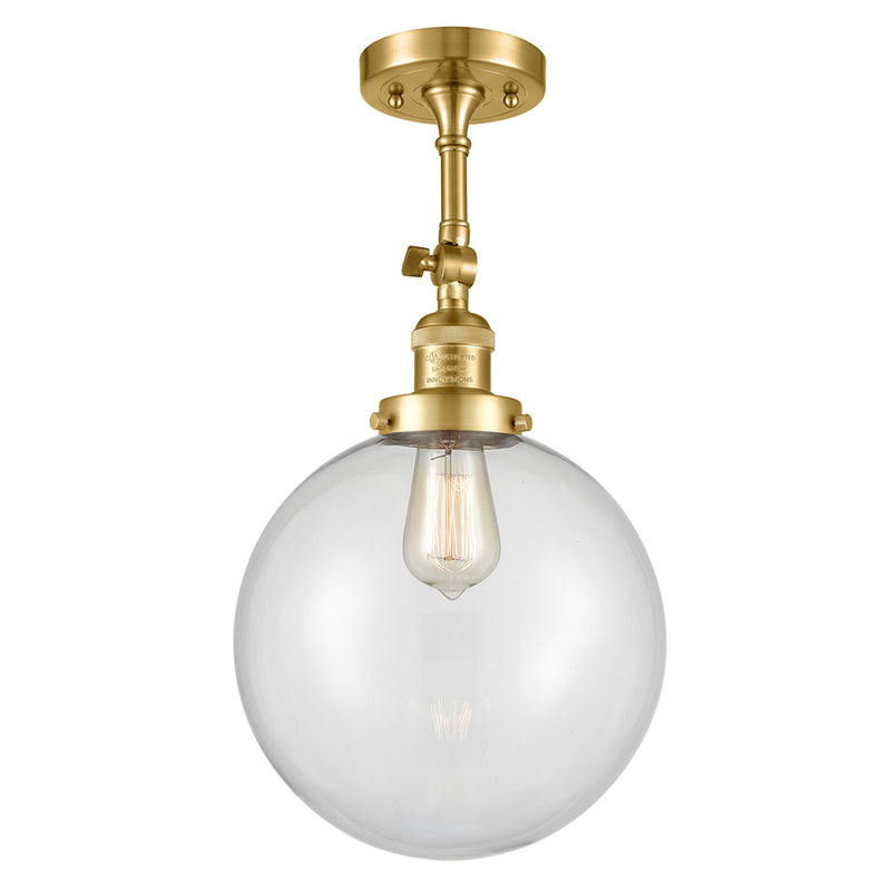 Beacon Semi-Flush Mount shown in the Satin Gold finish with a Clear shade