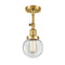 Beacon Semi-Flush Mount shown in the Satin Gold finish with a Clear shade