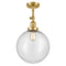 Beacon Semi-Flush Mount shown in the Satin Gold finish with a Seedy shade