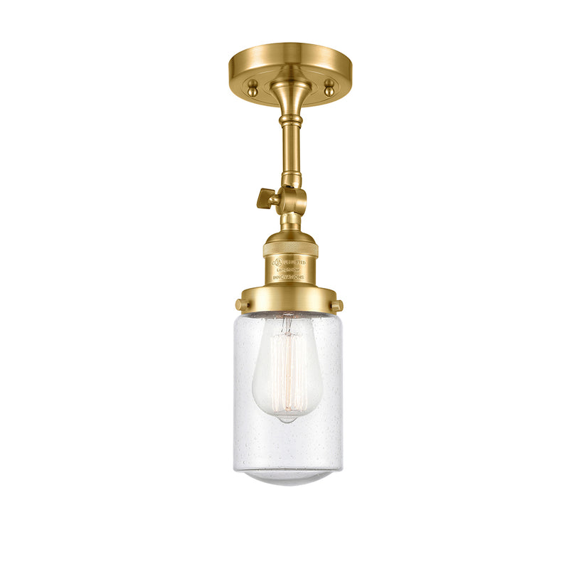 Dover Semi-Flush Mount shown in the Satin Gold finish with a Seedy shade