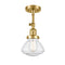 Olean Semi-Flush Mount shown in the Satin Gold finish with a Seedy shade