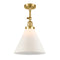 Cone Semi-Flush Mount shown in the Satin Gold finish with a Matte White shade