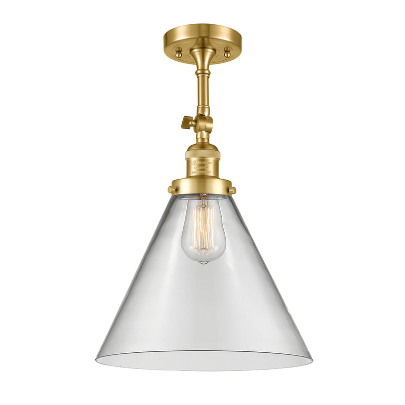 Cone Semi-Flush Mount shown in the Satin Gold finish with a Clear shade