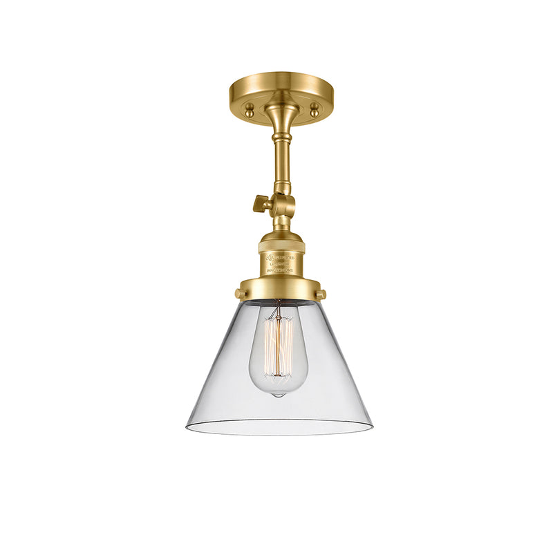 Cone Semi-Flush Mount shown in the Satin Gold finish with a Clear shade