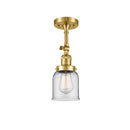 Bell Semi-Flush Mount shown in the Satin Gold finish with a Clear shade