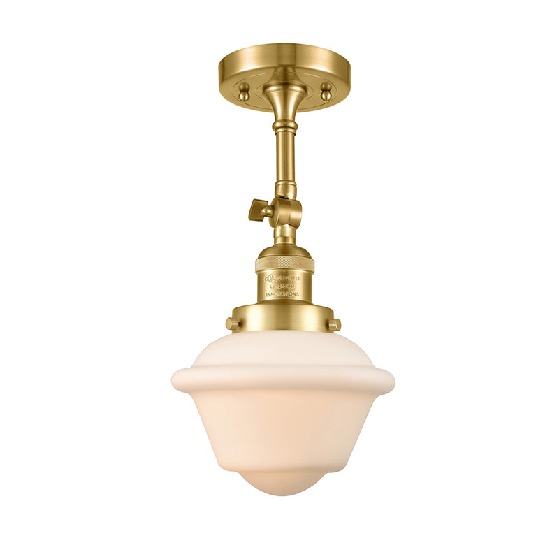 Oxford Semi-Flush Mount shown in the Satin Gold finish with a Matte White shade