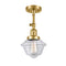 Oxford Semi-Flush Mount shown in the Satin Gold finish with a Clear shade