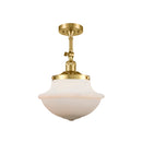 Oxford Semi-Flush Mount shown in the Satin Gold finish with a Matte White shade