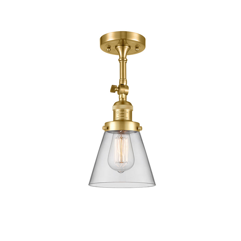 Cone Semi-Flush Mount shown in the Satin Gold finish with a Clear shade