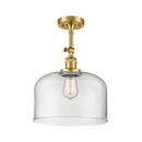 Bell Semi-Flush Mount shown in the Satin Gold finish with a Clear shade