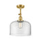 Bell Semi-Flush Mount shown in the Satin Gold finish with a Clear shade