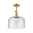 Bell Semi-Flush Mount shown in the Satin Gold finish with a Seedy shade