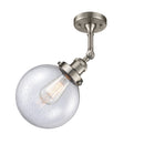 Beacon Semi-Flush Mount shown in the Brushed Satin Nickel finish with a Seedy shade