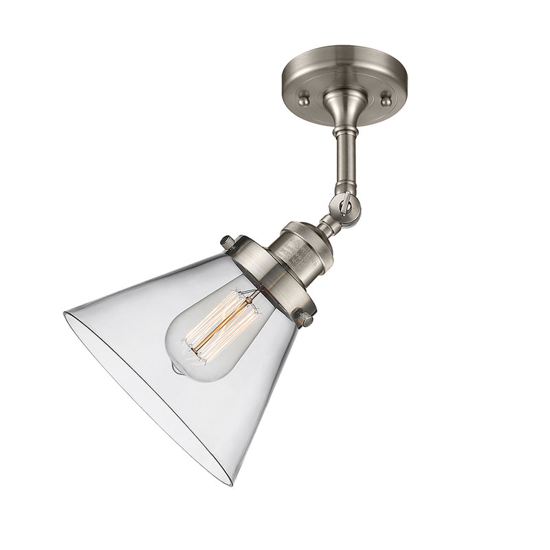 Innovations Lighting Large Cone 1 Light Semi-Flush Mount Part Of The Franklin Restoration Collection 201F-SN-G42-LED