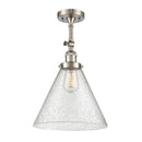 Cone Semi-Flush Mount shown in the Brushed Satin Nickel finish with a Seedy shade