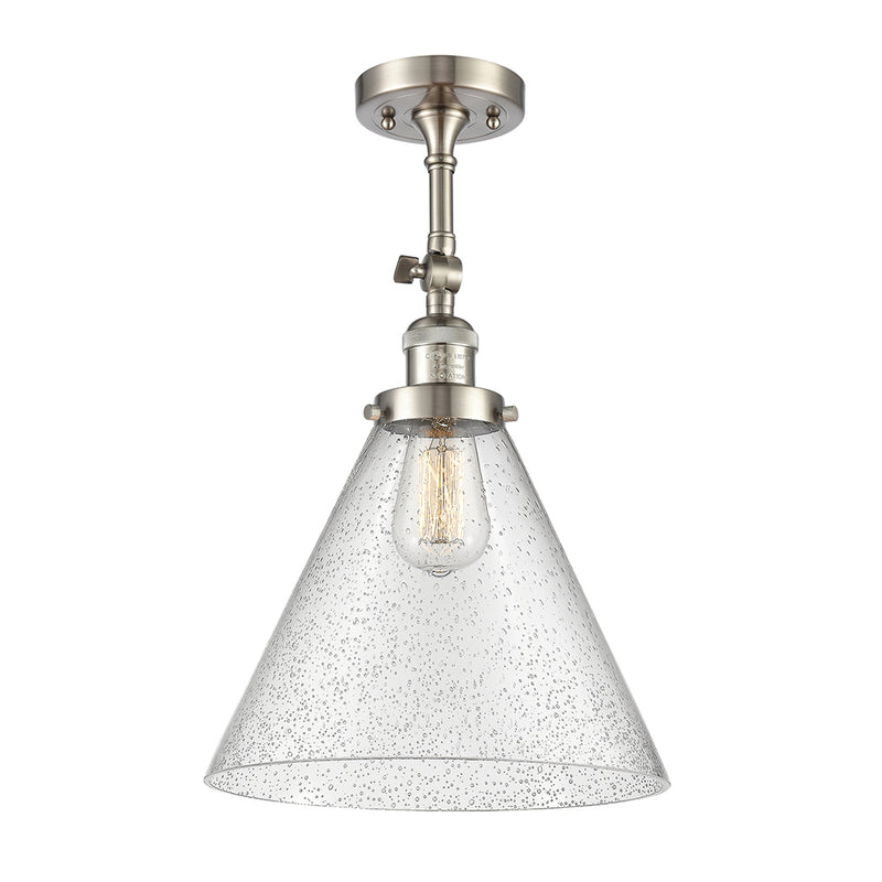 Cone Semi-Flush Mount shown in the Brushed Satin Nickel finish with a Seedy shade