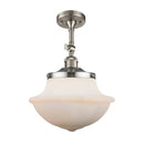 Oxford Semi-Flush Mount shown in the Brushed Satin Nickel finish with a Matte White shade