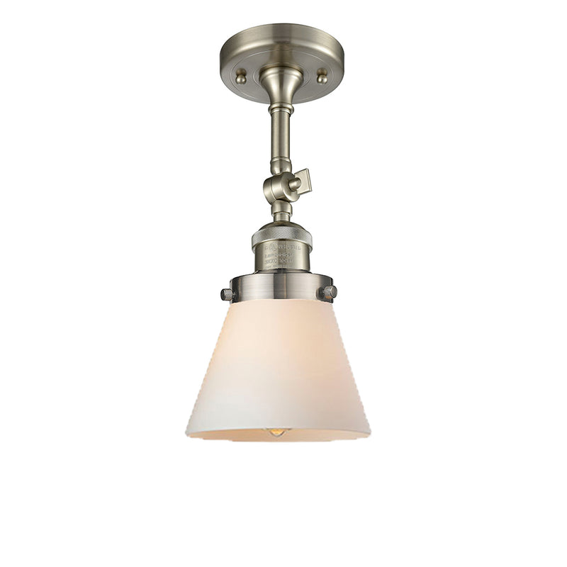 Cone Semi-Flush Mount shown in the Brushed Satin Nickel finish with a Matte White shade