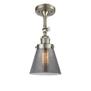 Cone Semi-Flush Mount shown in the Brushed Satin Nickel finish with a Plated Smoke shade