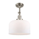 Bell Semi-Flush Mount shown in the Brushed Satin Nickel finish with a Matte White shade