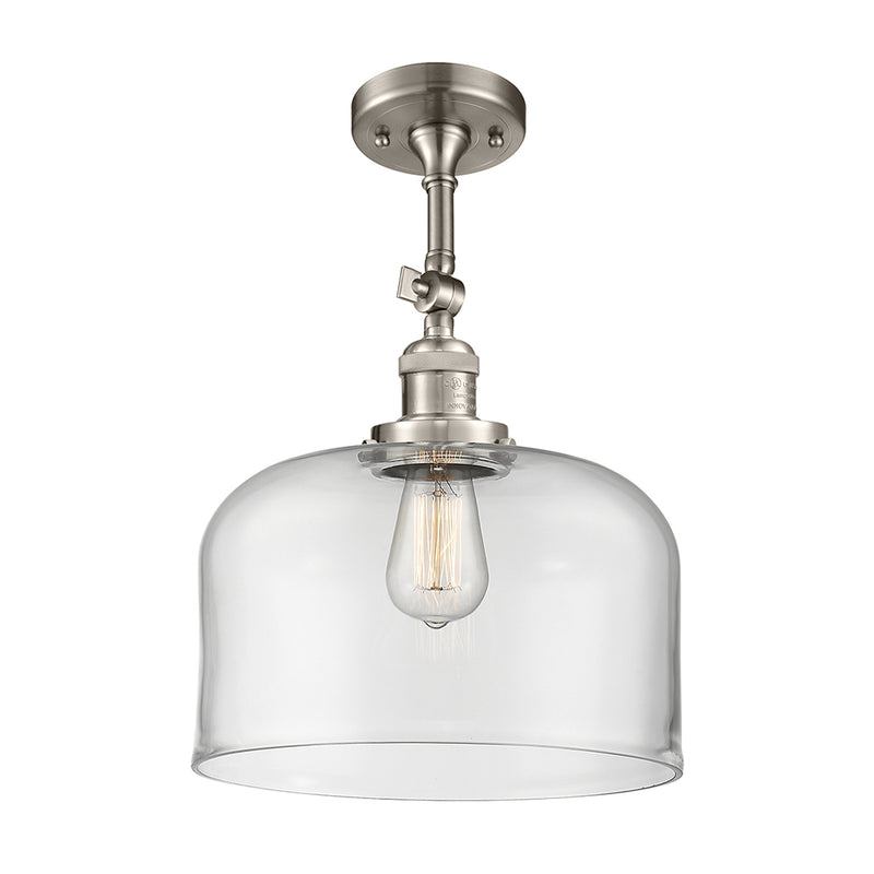 Bell Semi-Flush Mount shown in the Brushed Satin Nickel finish with a Clear shade