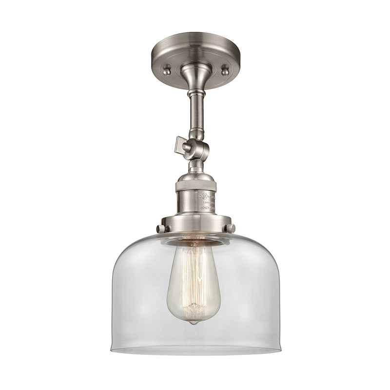 Bell Semi-Flush Mount shown in the Brushed Satin Nickel finish with a Clear shade