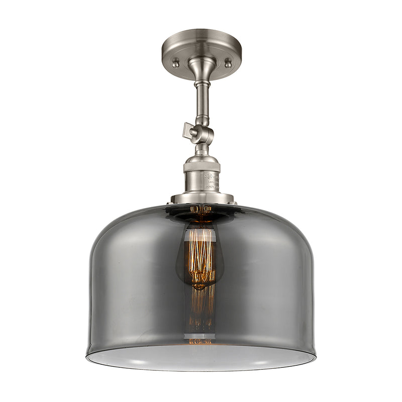 Bell Semi-Flush Mount shown in the Brushed Satin Nickel finish with a Plated Smoke shade