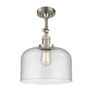 Bell Semi-Flush Mount shown in the Brushed Satin Nickel finish with a Seedy shade