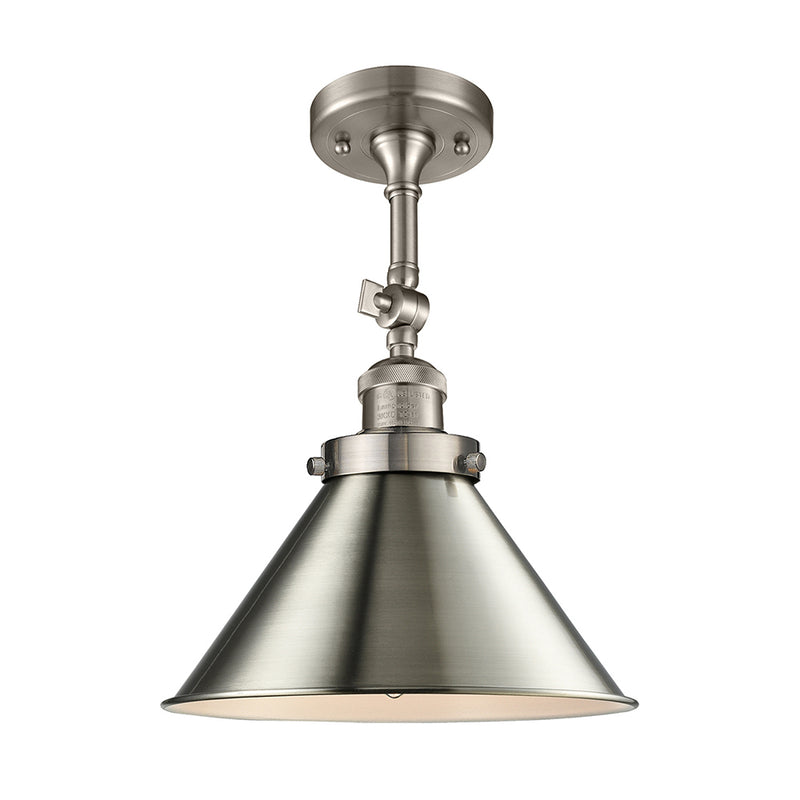 Briarcliff Semi-Flush Mount shown in the Brushed Satin Nickel finish with a Brushed Satin Nickel shade