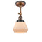 Fulton Semi-Flush Mount shown in the Antique Copper finish with a Matte White shade