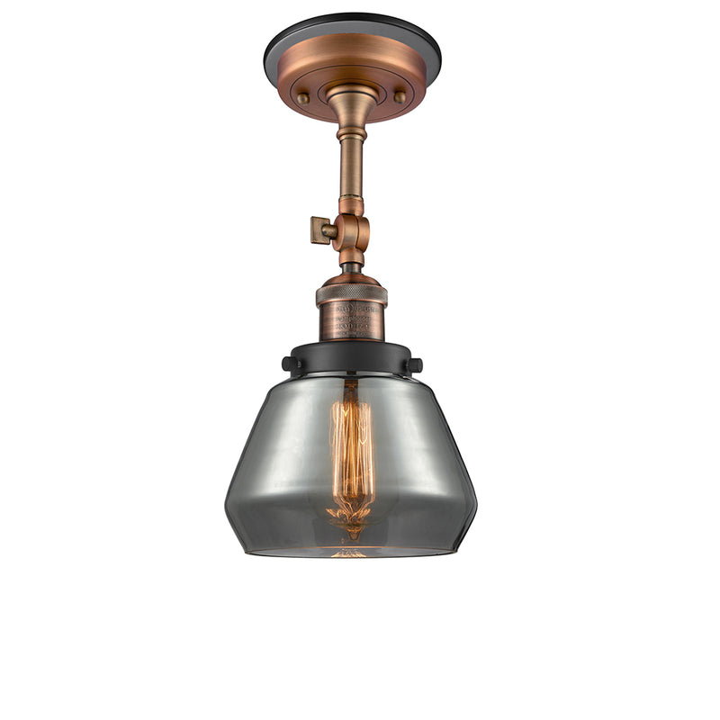 Fulton Semi-Flush Mount shown in the Antique Copper finish with a Plated Smoke shade