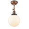 Beacon Semi-Flush Mount shown in the Antique Copper finish with a Matte White shade