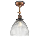 Seneca Falls Semi-Flush Mount shown in the Antique Copper finish with a Clear Halophane shade