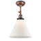 Cone Semi-Flush Mount shown in the Antique Copper finish with a Matte White shade