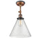 Cone Semi-Flush Mount shown in the Antique Copper finish with a Seedy shade