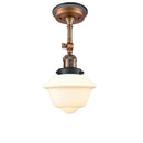 Oxford Semi-Flush Mount shown in the Antique Copper finish with a Matte White shade