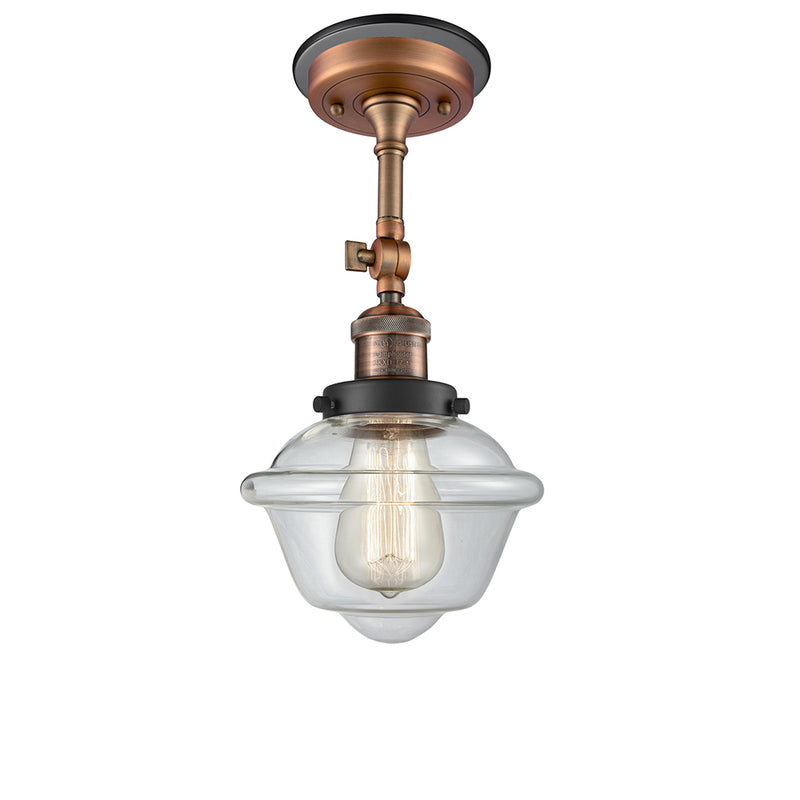 Oxford Semi-Flush Mount shown in the Antique Copper finish with a Clear shade