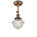 Oxford Semi-Flush Mount shown in the Antique Copper finish with a Seedy shade