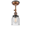 Bell Semi-Flush Mount shown in the Antique Copper finish with a Seedy shade