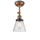 Cone Semi-Flush Mount shown in the Antique Copper finish with a Seedy shade