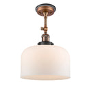 Bell Semi-Flush Mount shown in the Antique Copper finish with a Matte White shade