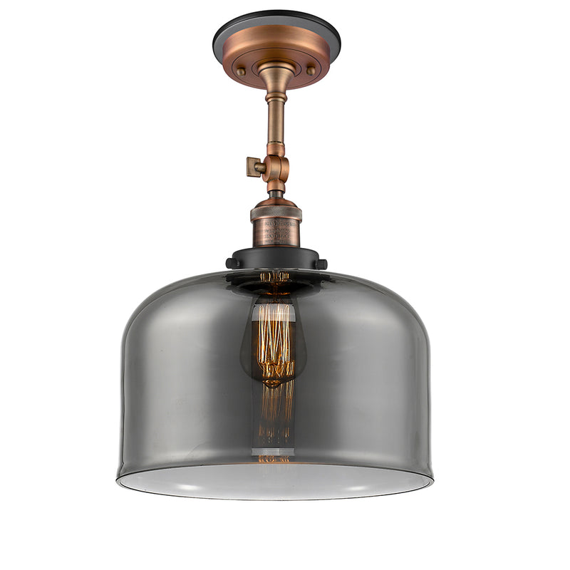 Bell Semi-Flush Mount shown in the Antique Copper finish with a Plated Smoke shade