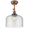 Bell Semi-Flush Mount shown in the Antique Copper finish with a Seedy shade