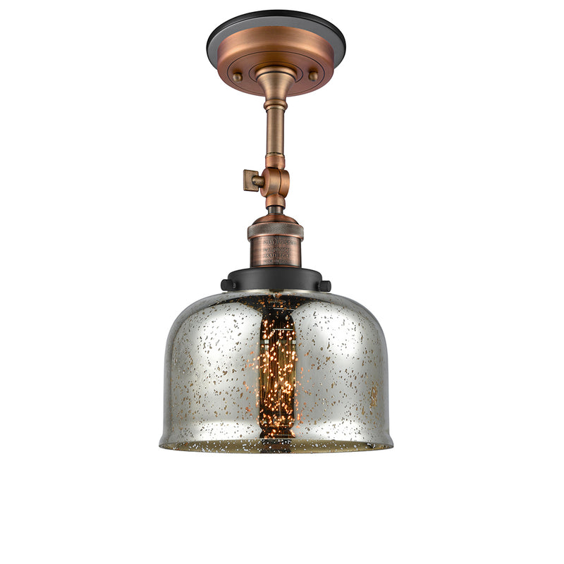 Bell Semi-Flush Mount shown in the Antique Copper finish with a Silver Plated Mercury shade